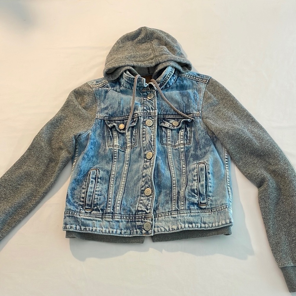 Hollister Womens Denim Hoodie Jean Jacket